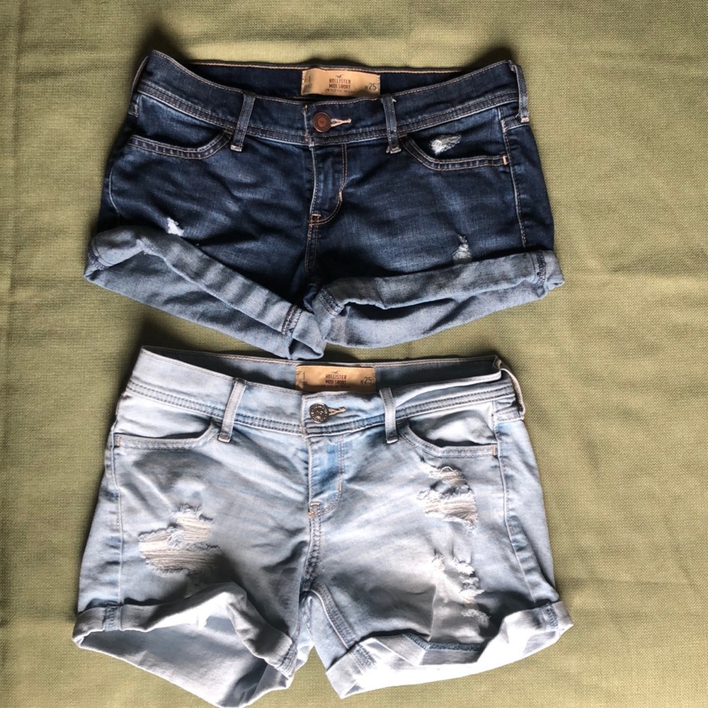 TWO pair Hollister Jean shorts